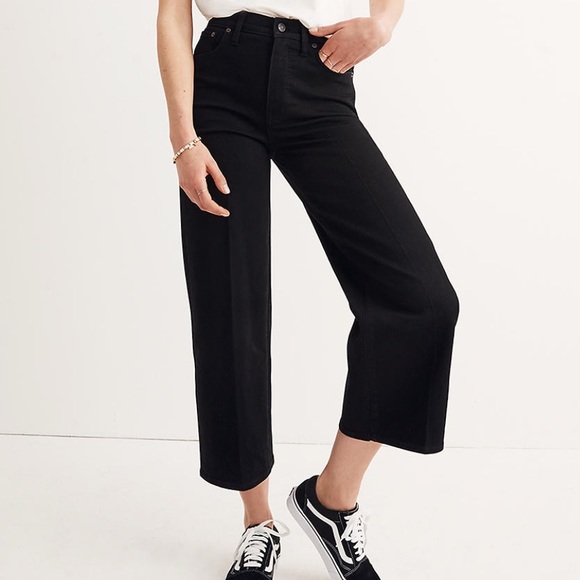 Madewell Denim - Madewell Wide-Leg Crop Jeans Black Frost Sz 29 NWT